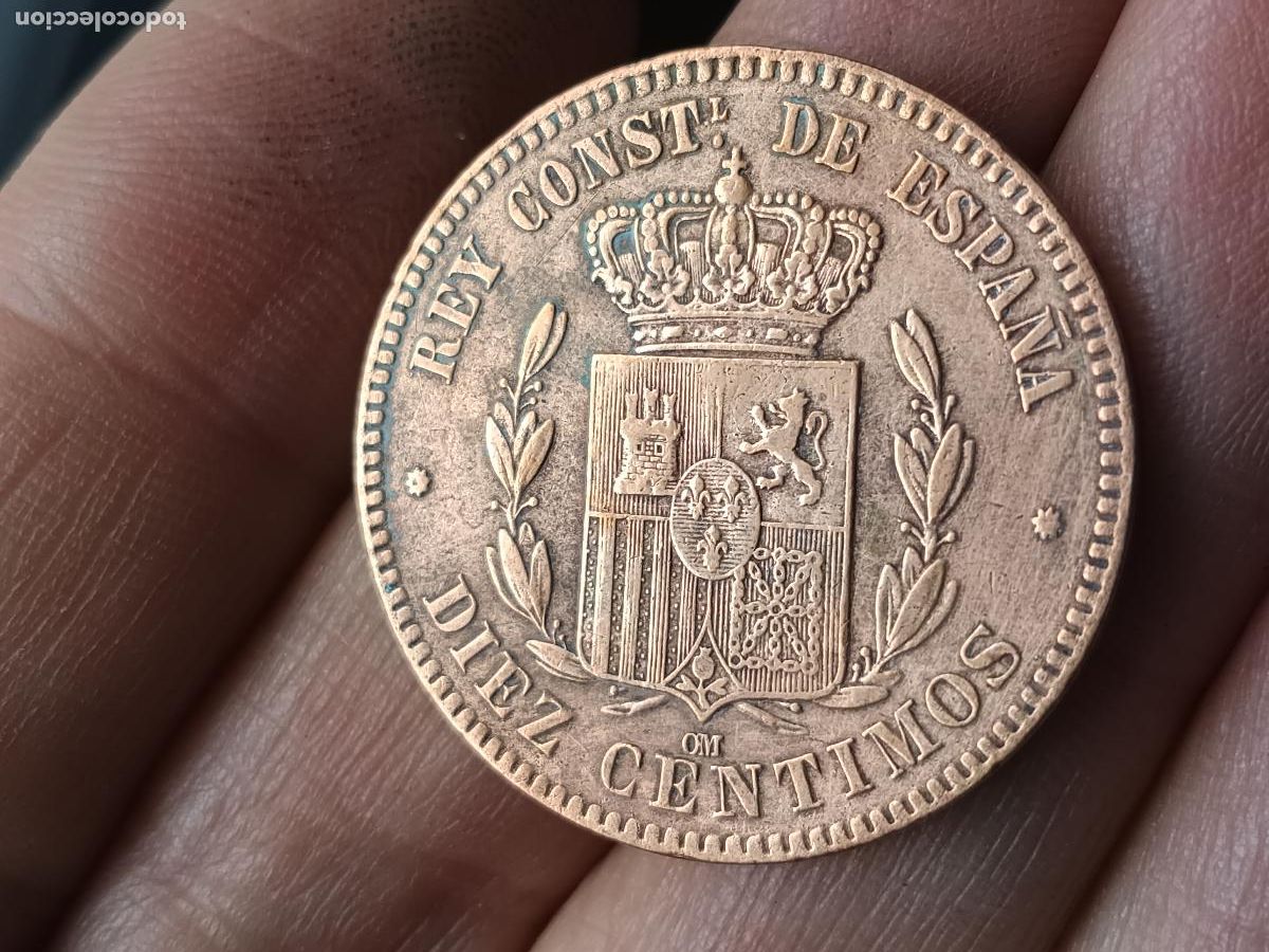 Monedas de Espa&ntilde;a: 10 c&eacute;ntimos de 1877 Alfonso XII - Foto 2