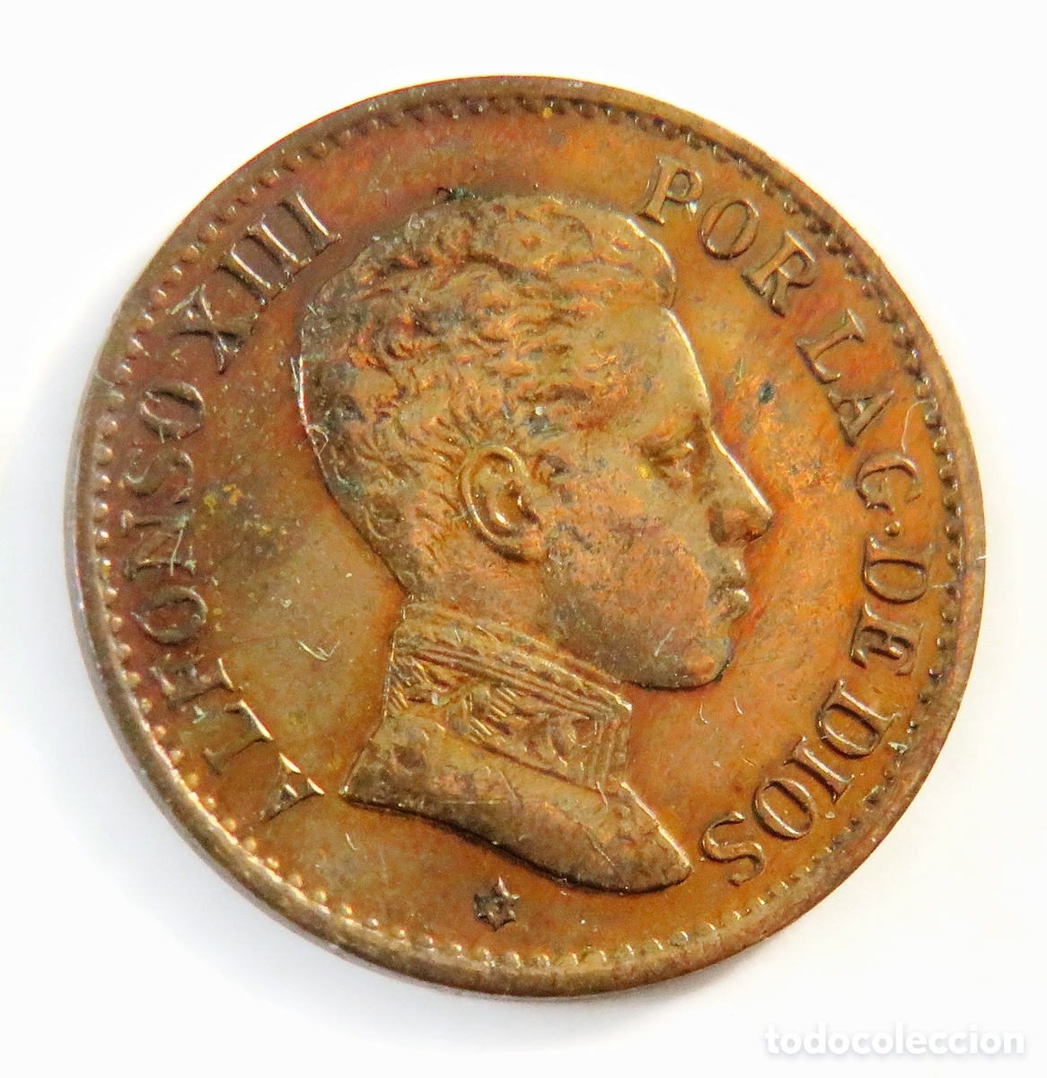 Monedas de Espa&ntilde;a: 1 C&eacute;ntimo 1906 6 SL V Alfonso XIII Muy Bonita P&aacute;tina
