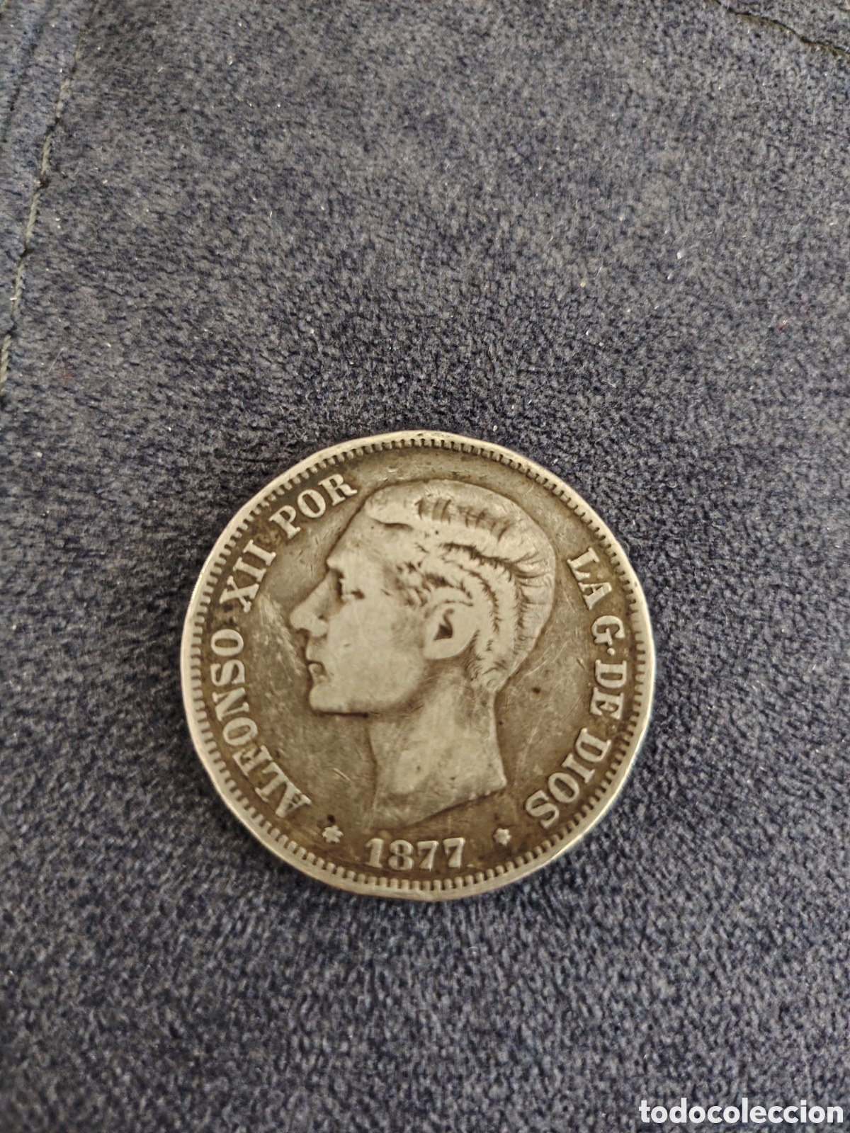 Monedas de Espa&ntilde;a: Moneda de plata de 5 pesetas de Alfonso XII, 1877