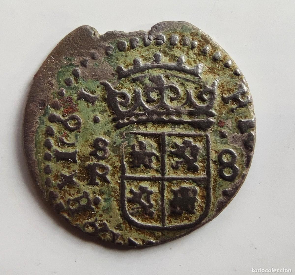 Monedas de Espa&ntilde;a: Felipe IV 8 Maraved&iacute;s de Sevilla R de 1661 Cospel faltado, desplazada y con desgaste