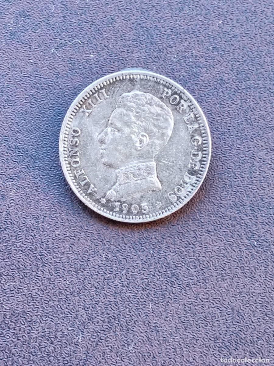 Monedas de Espa&ntilde;a: MONEDA DE 2 PESETAS DE ALFONSO XIII DEL A&Ntilde;O 1905*19-05 SM V..DE PLATA.ORIGINAL%3
