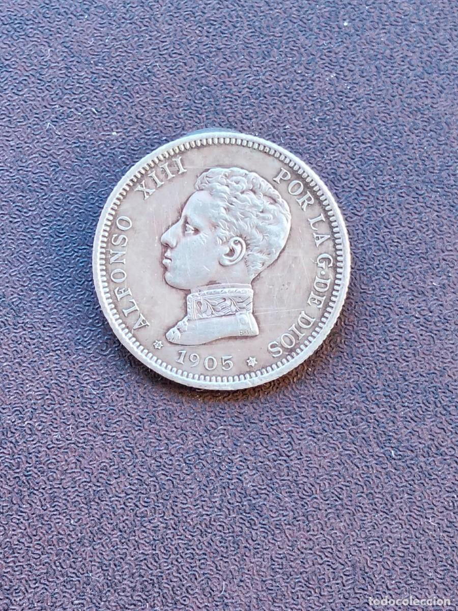 Monedas de Espa&ntilde;a: MONEDA DE 2 PESETAS DE ALFONSO XIII DEL A&Ntilde;O 1905*19-05 SM V..DE PLATA.ORIGINAL%5