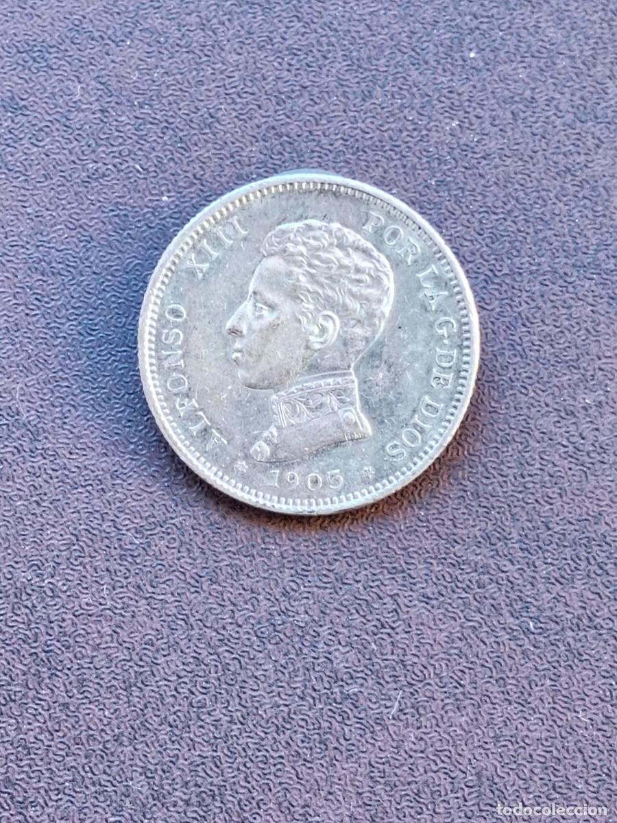 Monedas de Espa&ntilde;a: MONEDA DE 2 PESETAS DE ALFONSO XIII DEL A&Ntilde;O 1905*19-05 SM V..DE PLATA.ORIGINAL%6