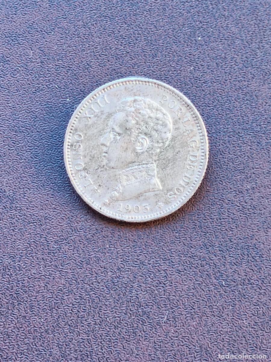 Monedas de Espa&ntilde;a: MONEDA DE 2 PESETAS DE ALFONSO XIII DEL A&Ntilde;O 1905*19-05 SM V..DE PLATA.ORIGINAL%7