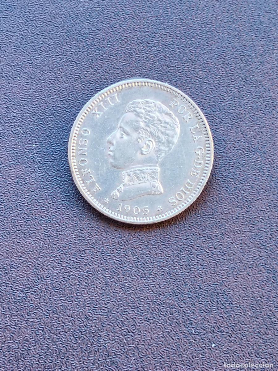 Monedas de Espa&ntilde;a: MONEDA DE 2 PESETAS DE ALFONSO XIII DEL A&Ntilde;O 1905*19-05 SM V..DE PLATA.ORIGINAL%9