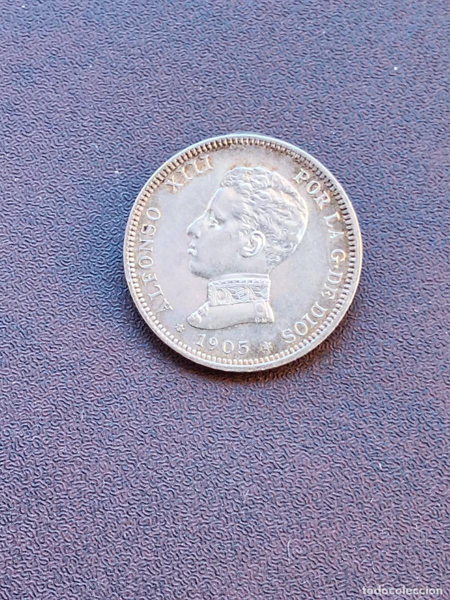 Monedas de Espa&ntilde;a: MONEDA DE 2 PESETAS DE ALFONSO XIII DEL A&Ntilde;O 1905*19-05 SM V..DE PLATA.ORIGINAL%10