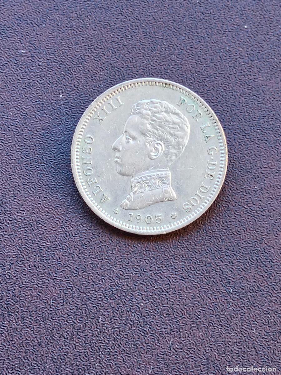 Monedas de Espa&ntilde;a: MONEDA DE 2 PESETAS DE ALFONSO XIII DEL A&Ntilde;O 1905*19-05 SM V..DE PLATA.ORIGINAL%11