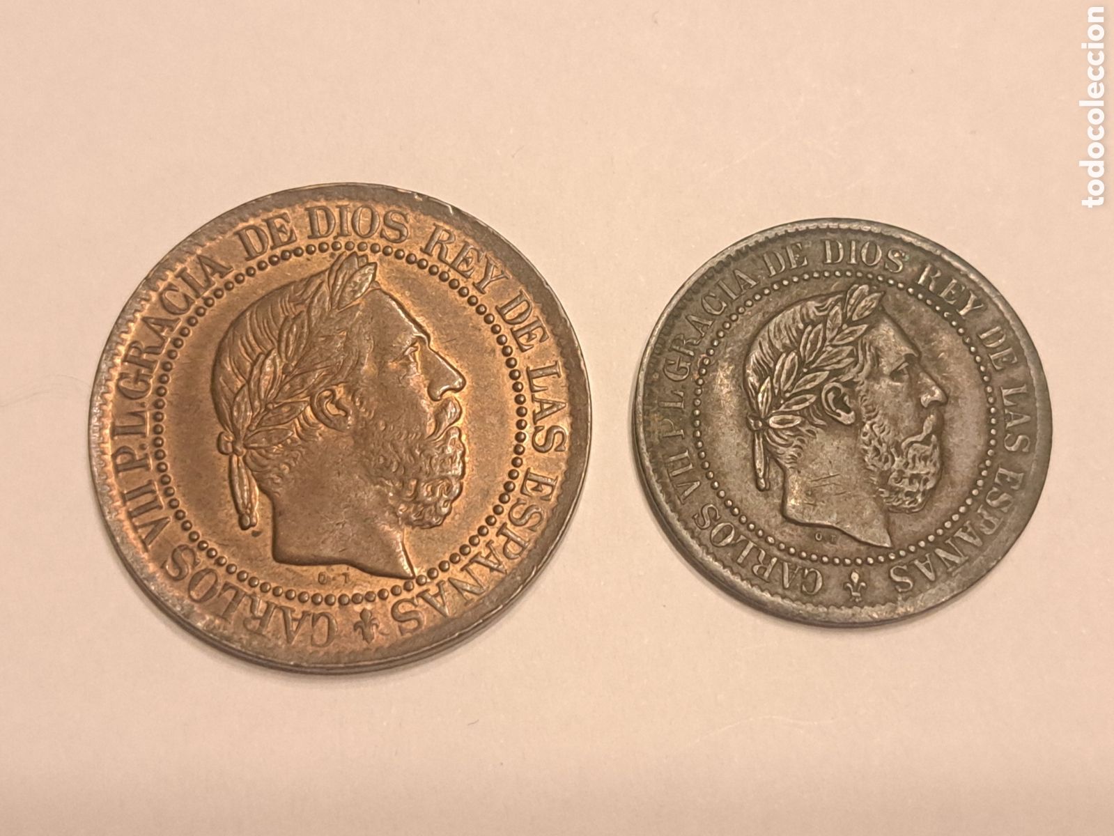 Monedas de Espa&ntilde;a: 5 y 10 centimos carlos vi