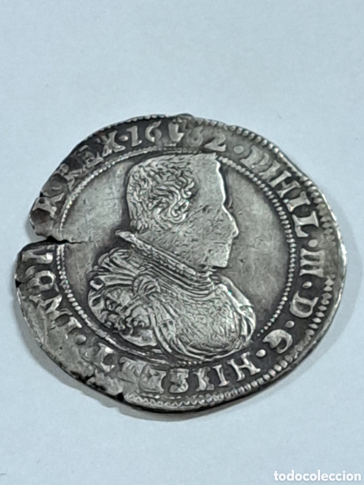 Monedas de Espa&ntilde;a: Medio ducat&oacute;n de plata reinado de Felipe IV a&ntilde;o 1662 acu&ntilde;ada en Amberes pa&iacute;ses bajos espa&ntilde;oles