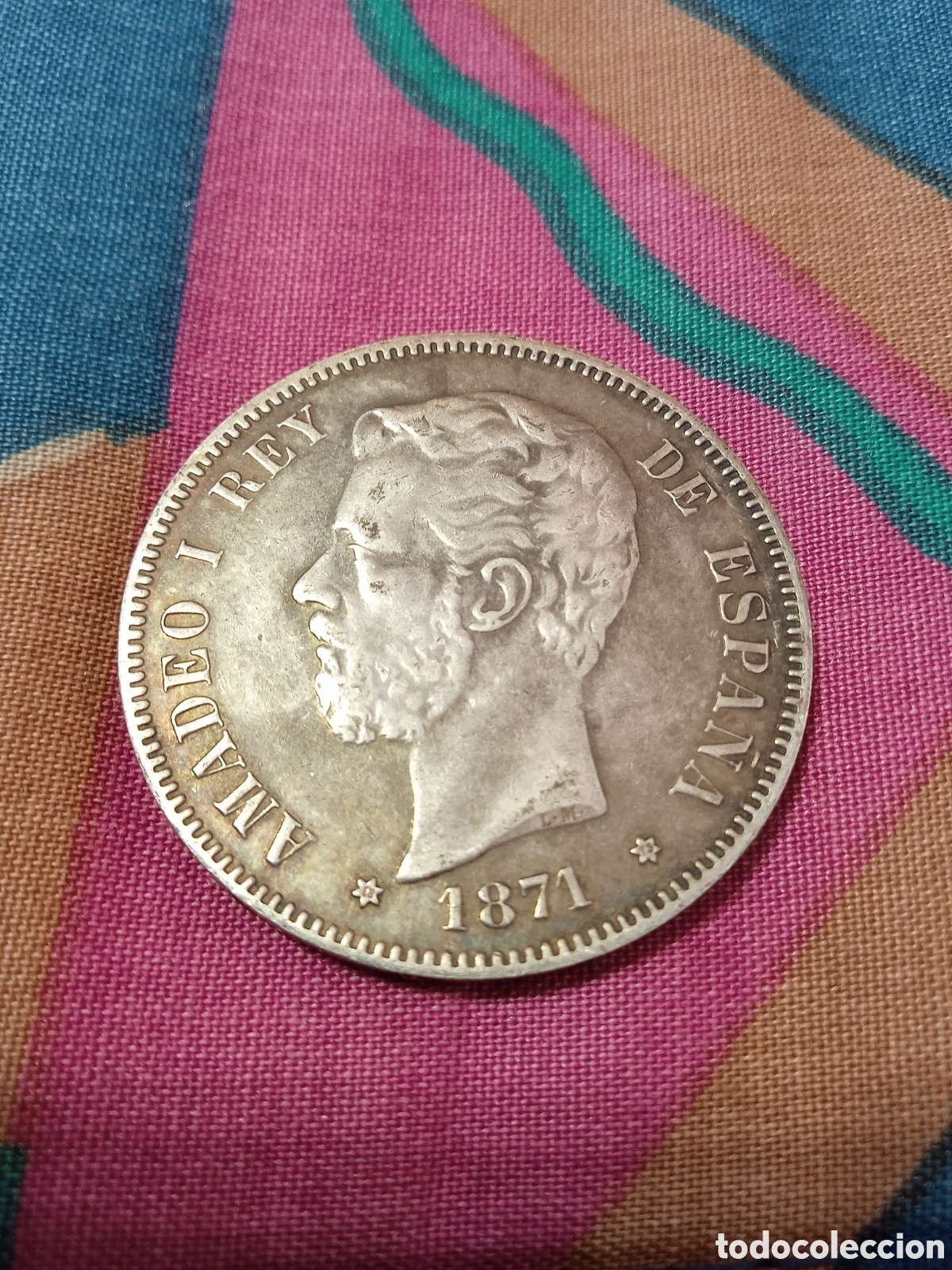 Monedas de Espa&ntilde;a: X- COPIA BA&Ntilde;O DE PLATA 5 PESETAS 1871 *1873 PESO: 23 GRAMOS