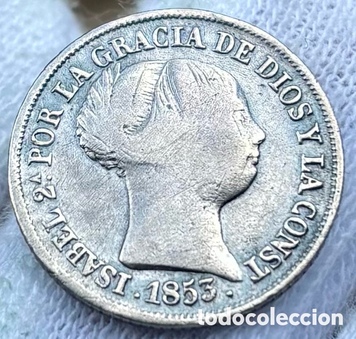 Monedas de Espa&ntilde;a: Moneda PLATA 2 Reales 1853 Barcelona. ISABEL II