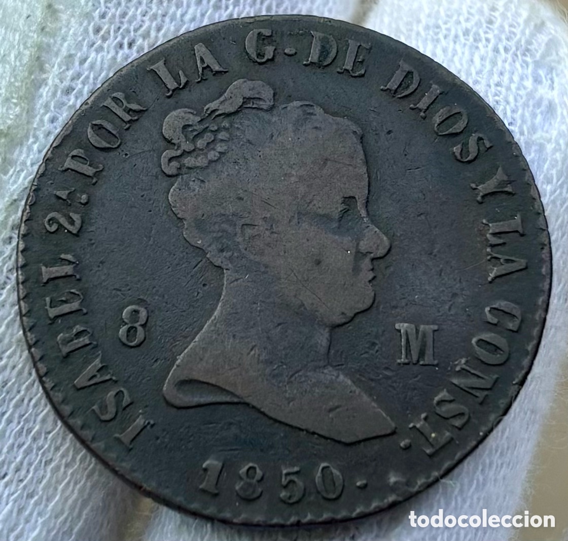 Monedas de Espa&ntilde;a: Moneda 8 Maravedis 1850 Jubia. Isabel II