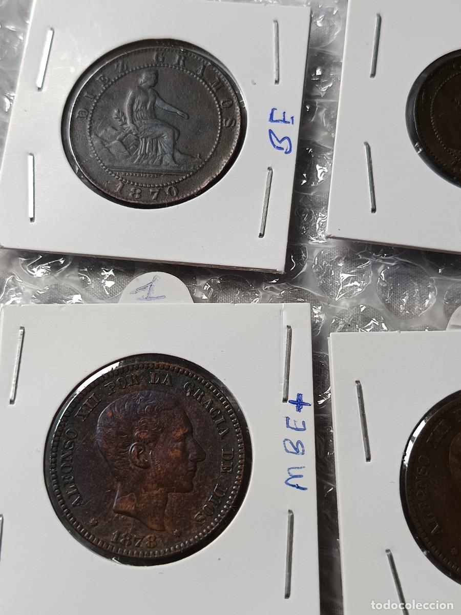 Monedas de Espa&ntilde;a: Monedas de cobr&eacute; de 10 y 5 c&eacute;ntimos gobierno provincial y Alfonso XII