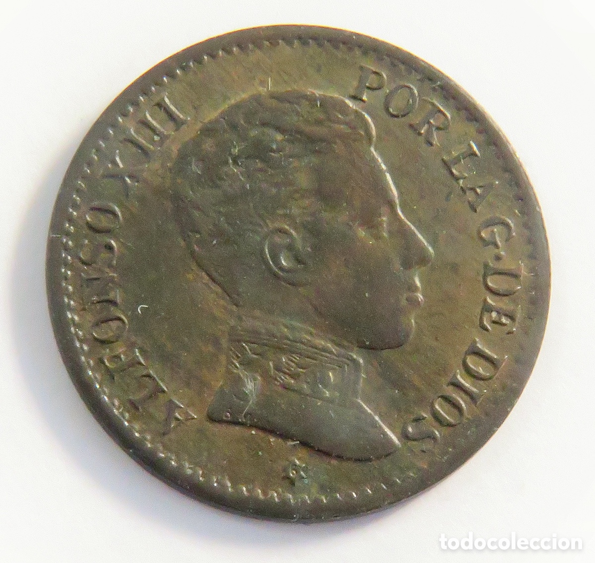 Monedas de Espa&ntilde;a: 1 C&eacute;ntimo 1906 *6 SM-V Reverso Casi SC Alfonso XIII Muy Bonito