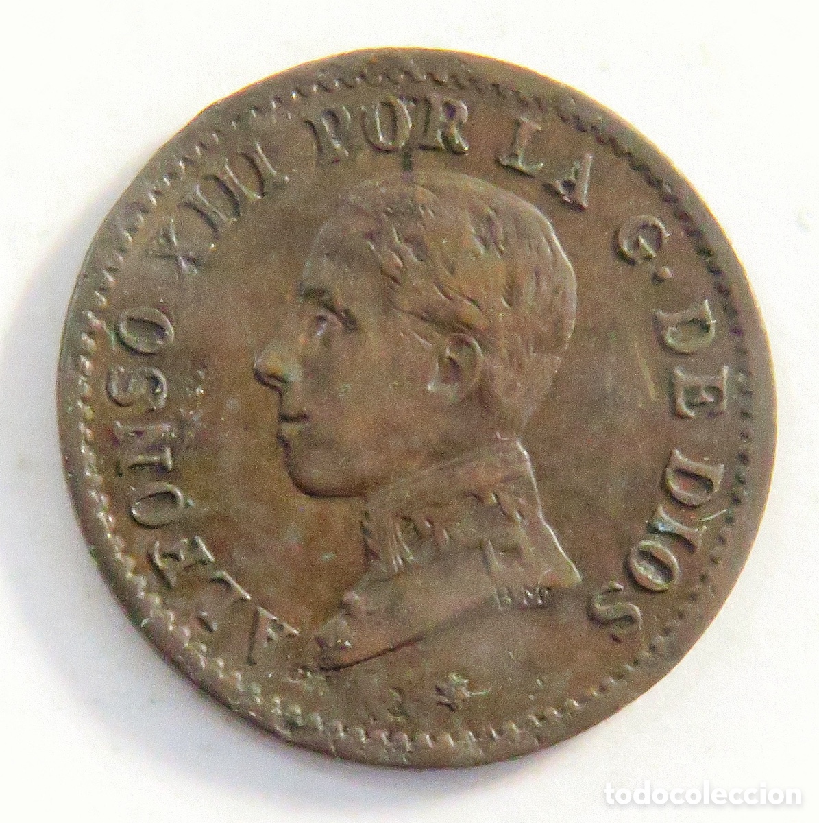 Monedas de Espa&ntilde;a: 1 C&eacute;ntimo 1912 *2 PC-V Alfonso XIII MBC+ Muy Bonita