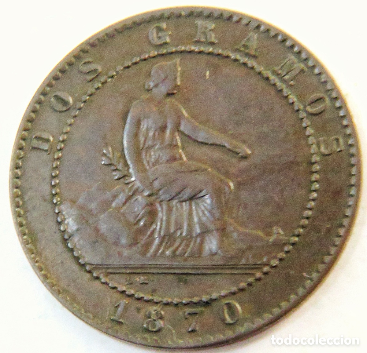 Monedas de Espa&ntilde;a: 2 C&eacute;ntimos 1870 Gobierno Provisional MBC+ Muy Bonita