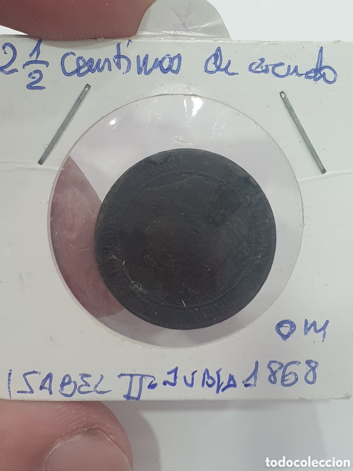 Moedas de Espanha: 2&frac12; c&eacute;ntimos de Escudo. 1868. Isabel II. (L127)