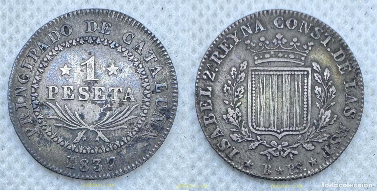 Monedas de Espa&ntilde;a: 5038 ESPA&Ntilde;A 1837 ISABEL II 1 PESETA 1837 BARCELONA
