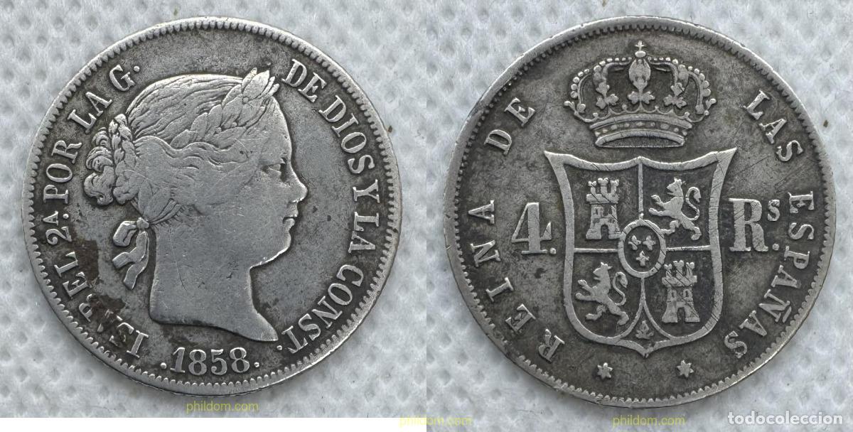 Monedas de Espa&ntilde;a: 5207 ESPA&Ntilde;A 1858 ISABEL II - 4 REALES 1858 MADRID