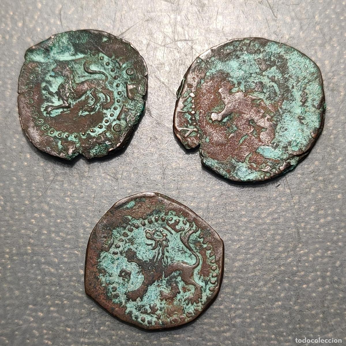 Monedas de Espa&ntilde;a: ESPA&Ntilde;A SEGOVIA BURGOS TOLEDO FELIPE II LOTE DE 3 MONEDAS DE 2 CUARTOS