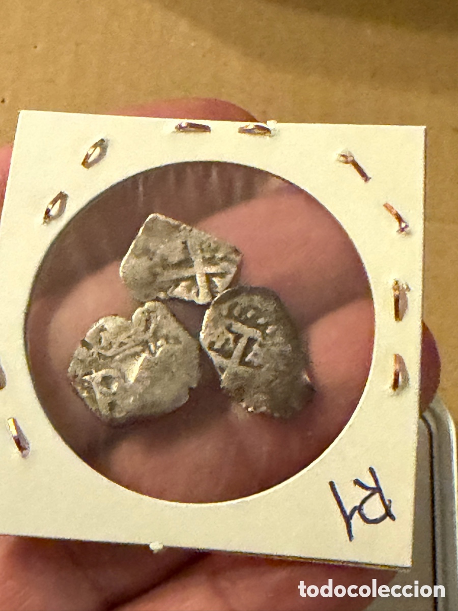 Monedas de Espa&ntilde;a: 3 Monedas 1/2 . Real Macuquina Felipe plata silver R1