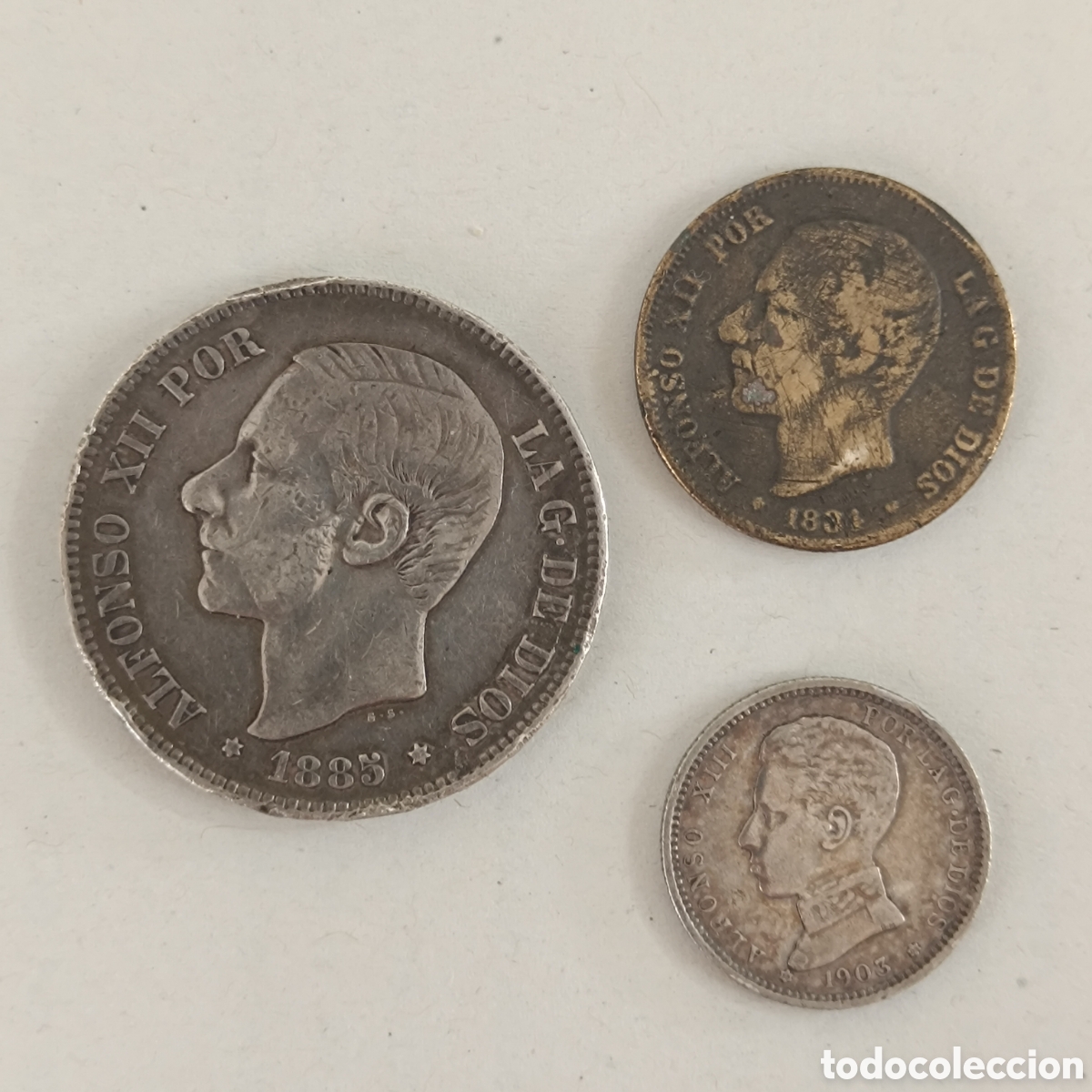 Monedas de Espa&ntilde;a: Lote Moneda De Plata 5 Pesetas 1885, 2 Pesetas 1884, 1 Peseta 1903