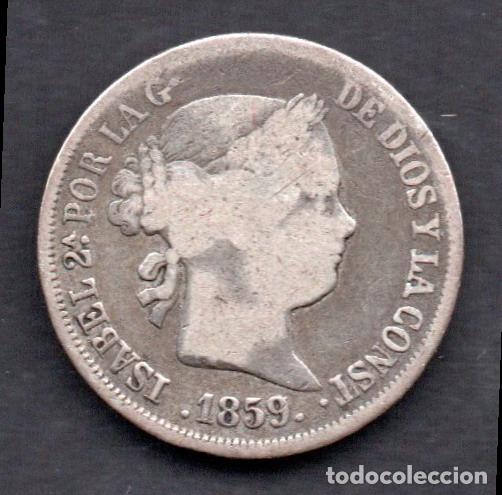 Monedas de Espa&ntilde;a: ISABEL II - 2 REALES de PLATA - 1859 MADRID