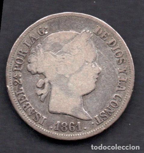 Monedas de Espa&ntilde;a: ISABEL II - 2 REALES de PLATA - 1861 MADRID