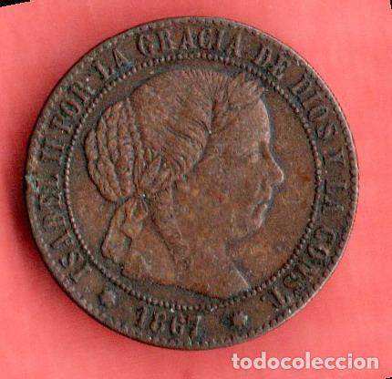 Monedas de Espa&ntilde;a: ISABEL II - 1/2 CENTIMO DE ESCUDO - 1867 SEVILLA