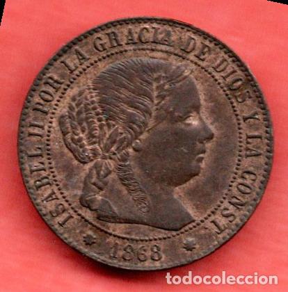 Monedas de Espa&ntilde;a: ISABEL II - 1/2 CENTIMO DE ESCUDO - 1868 BARCELONA