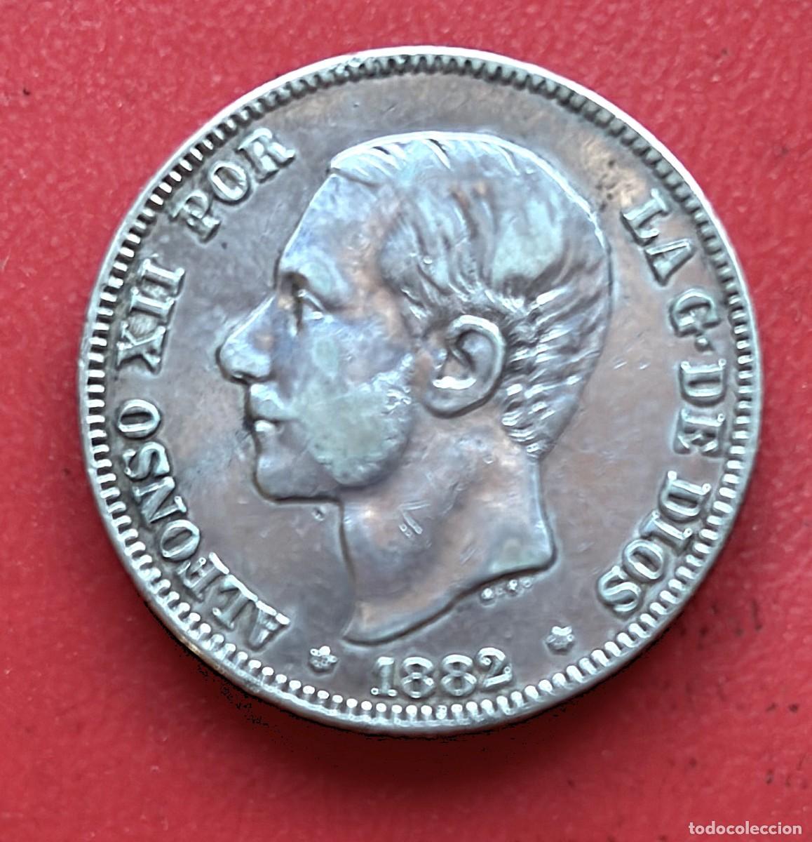 Monedas de Espa&ntilde;a: Espa&ntilde;a - Moneda de 2 ptas. de plata a&ntilde;o 1882 - 8,35 g de plata 835/1000 - la de las fotos