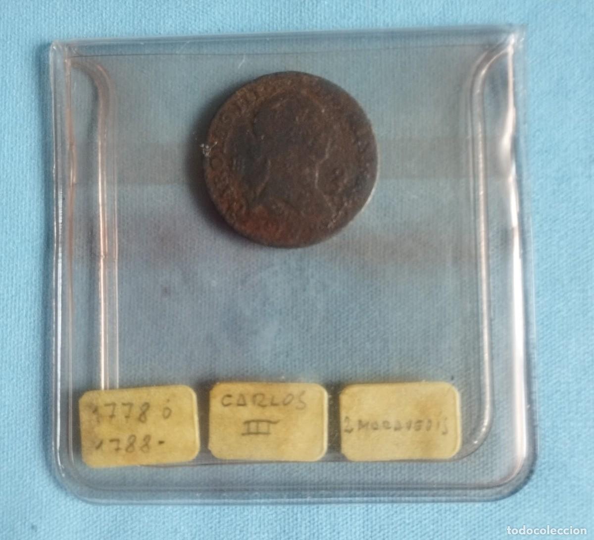 Monedas de Espa&ntilde;a: 2 maraved&iacute;s de Carlos III, acu&ntilde;ada en cobre en la ceca del Real Ingenio de Segovia. BC