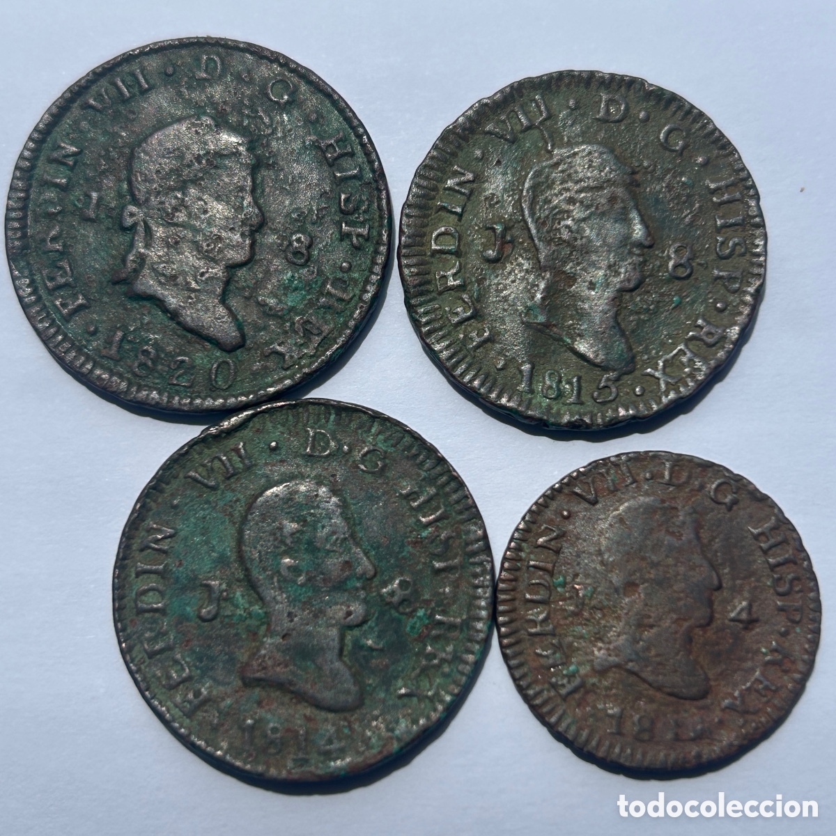 Coins of Spain: Lote variado cuatro maraved&iacute;s (8 y 4 maraved&iacute;s). Fernando VII