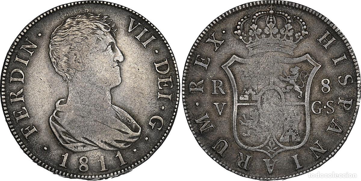 Monedas de Espa&ntilde;a: FERNANDO VII 8 REALES PLATA 1811 VALENCIA GS MUY RARA