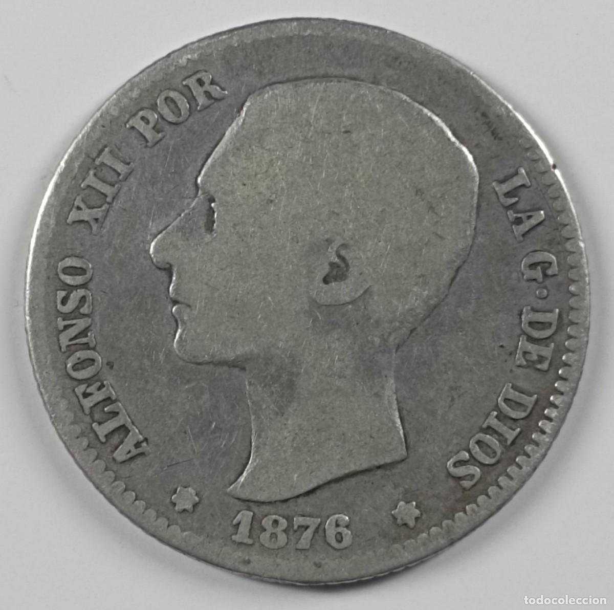 Monete da Spagna: Moneda de Espa&ntilde;a 1 peseta Alfonso XII 1876 de plata
