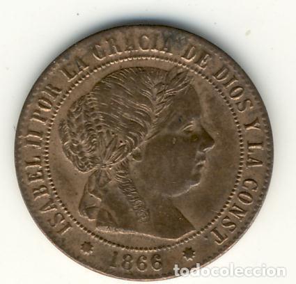 Moedas de Espanha: ISABEI II - 1/2 CENTIMO DE ESCUDO 1866 (BARCELONA)