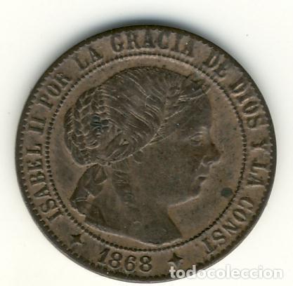Monedas de Espa&ntilde;a: ISABEI II - 1/2 CENTIMO DE ESCUDO 1868 (JUBIA)