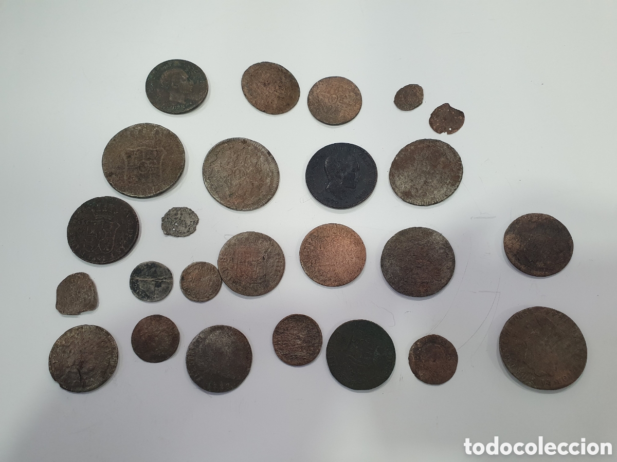 Monete da Spagna: SALIDA 0.01&euro;. Lote de monedas antiguas espa&ntilde;olas a clasificar. (L77)
