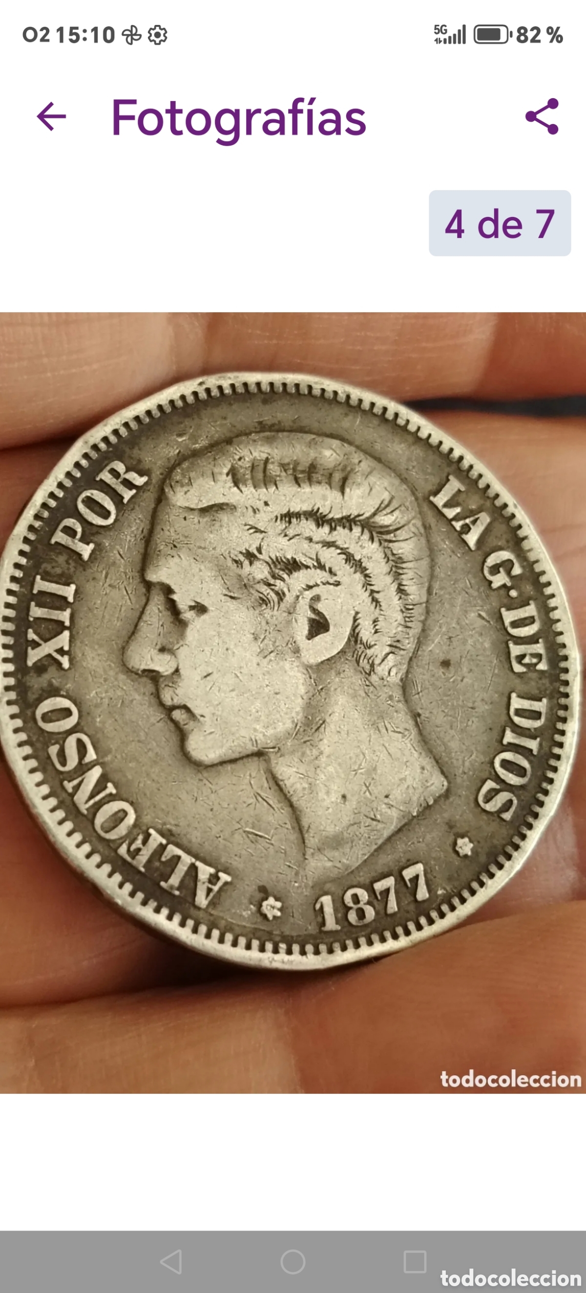 Monedas de Espa&ntilde;a: Moneda Alfonso XII plata, 1877