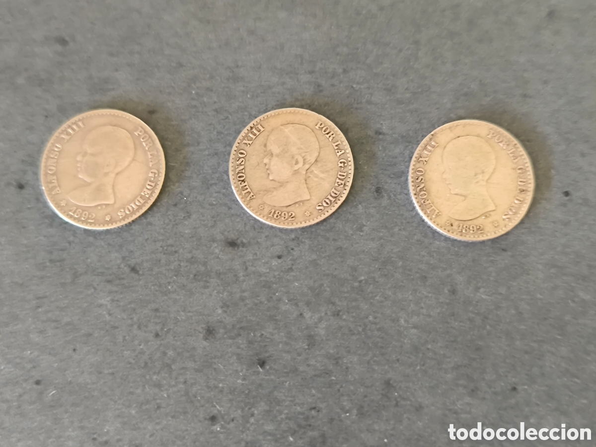 Monete da Spagna: 3 Monedas Alfonso XIII 1892 50 cts
