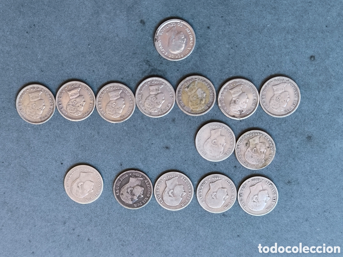 Monete da Spagna: 15 Monedas Alfonso XIII 1880,1900,1904,1928