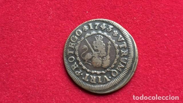 Monedas de Espa&ntilde;a: Felipe V, 4 maravedis Segovia 1743, AC 95