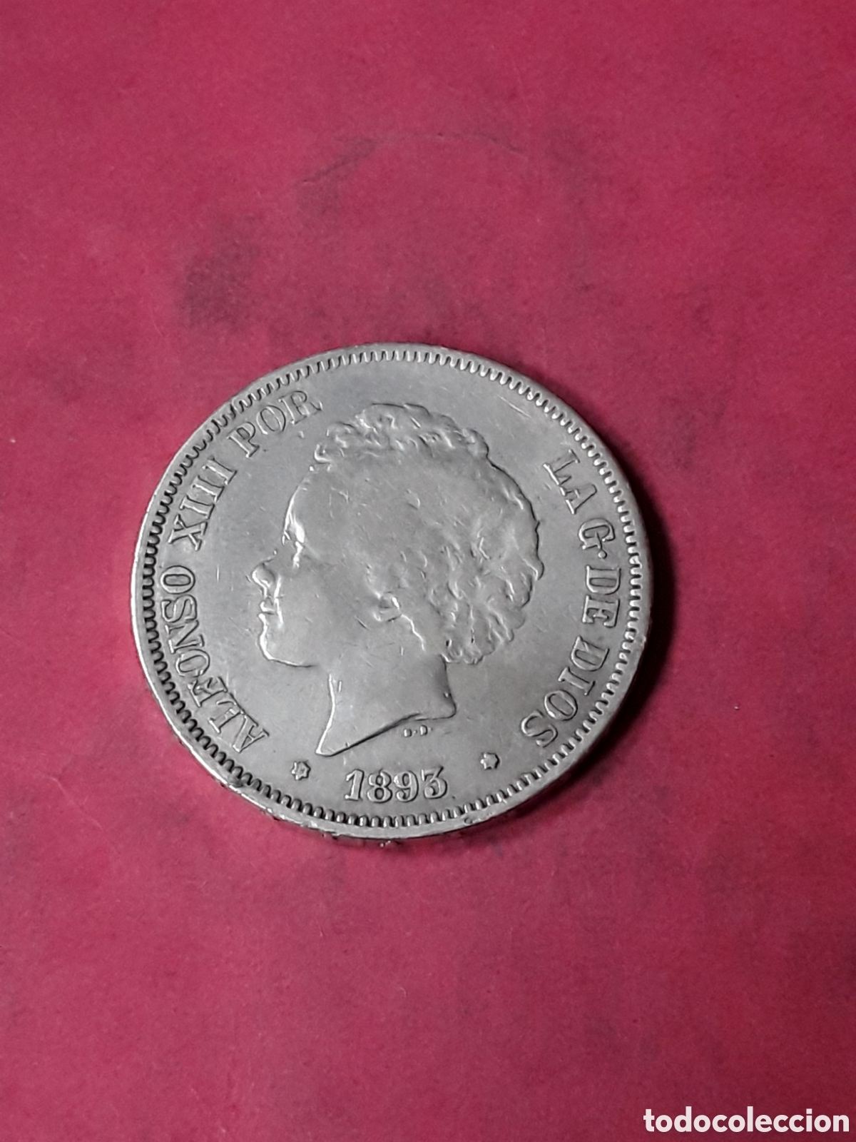 Monete da Spagna: 5 PESETAS 1893 PLATA. ALFONSO XIII.