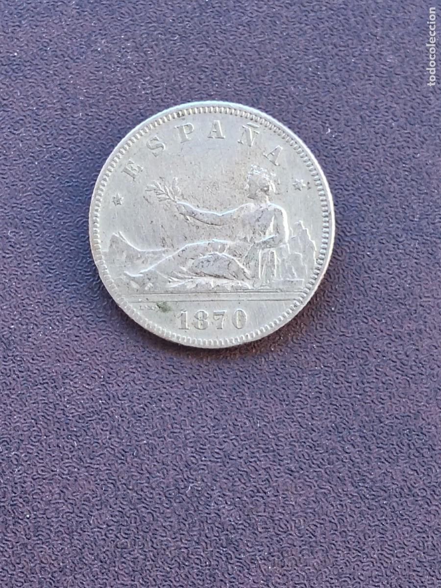 Monedas de Espa&ntilde;a: MONEDA DE 2 PESETAS DEL GOBIERNO PROVISIONAL DEL A&Ntilde;O 1870*18-70.SN M..DE PLATA.
