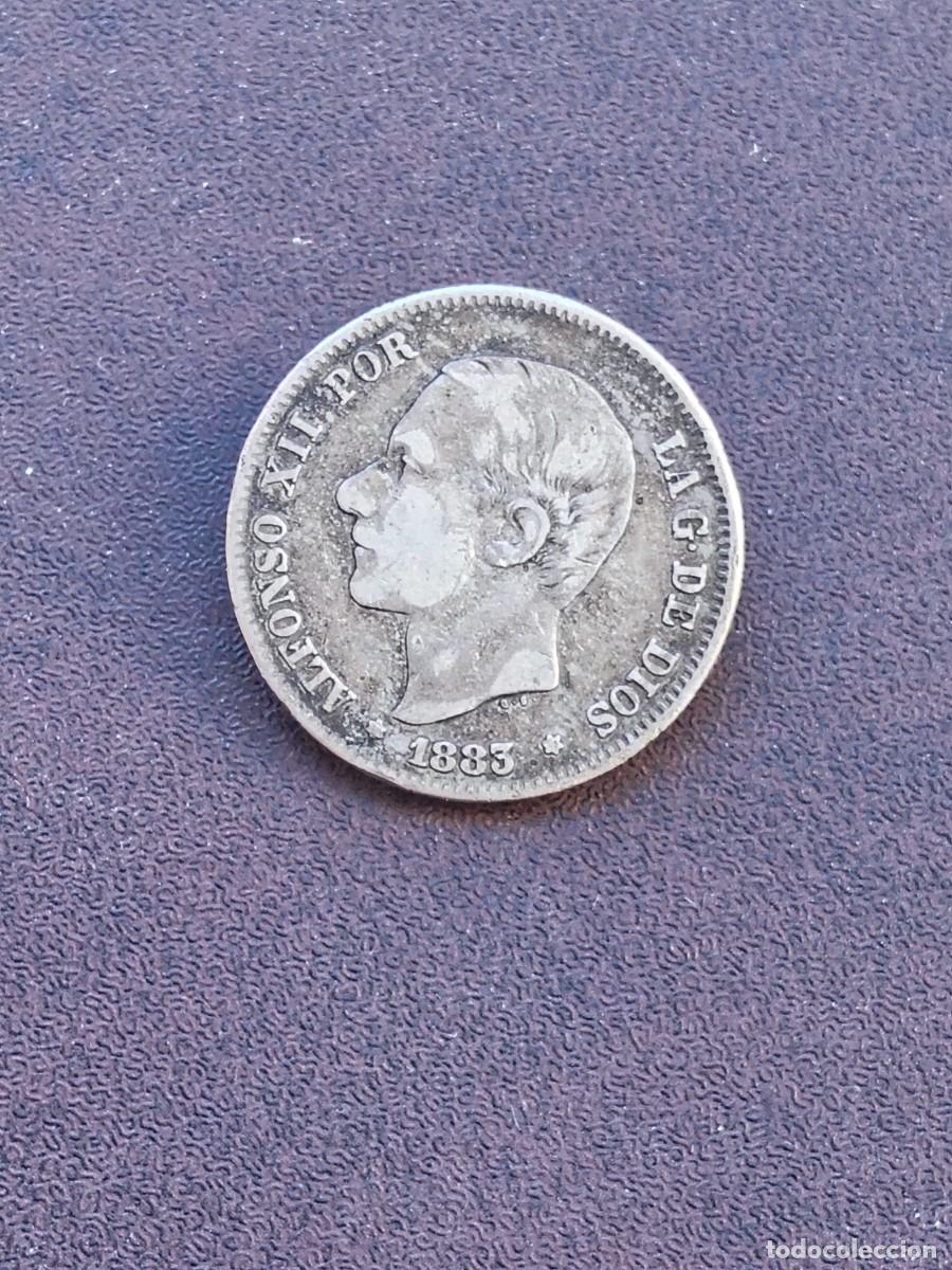 Monedas de Espa&ntilde;a: MONEDA DE 2 PESETAS DE ALFONSO XII DEL A&Ntilde;O 1883*----.MS M..DE PLATA.1