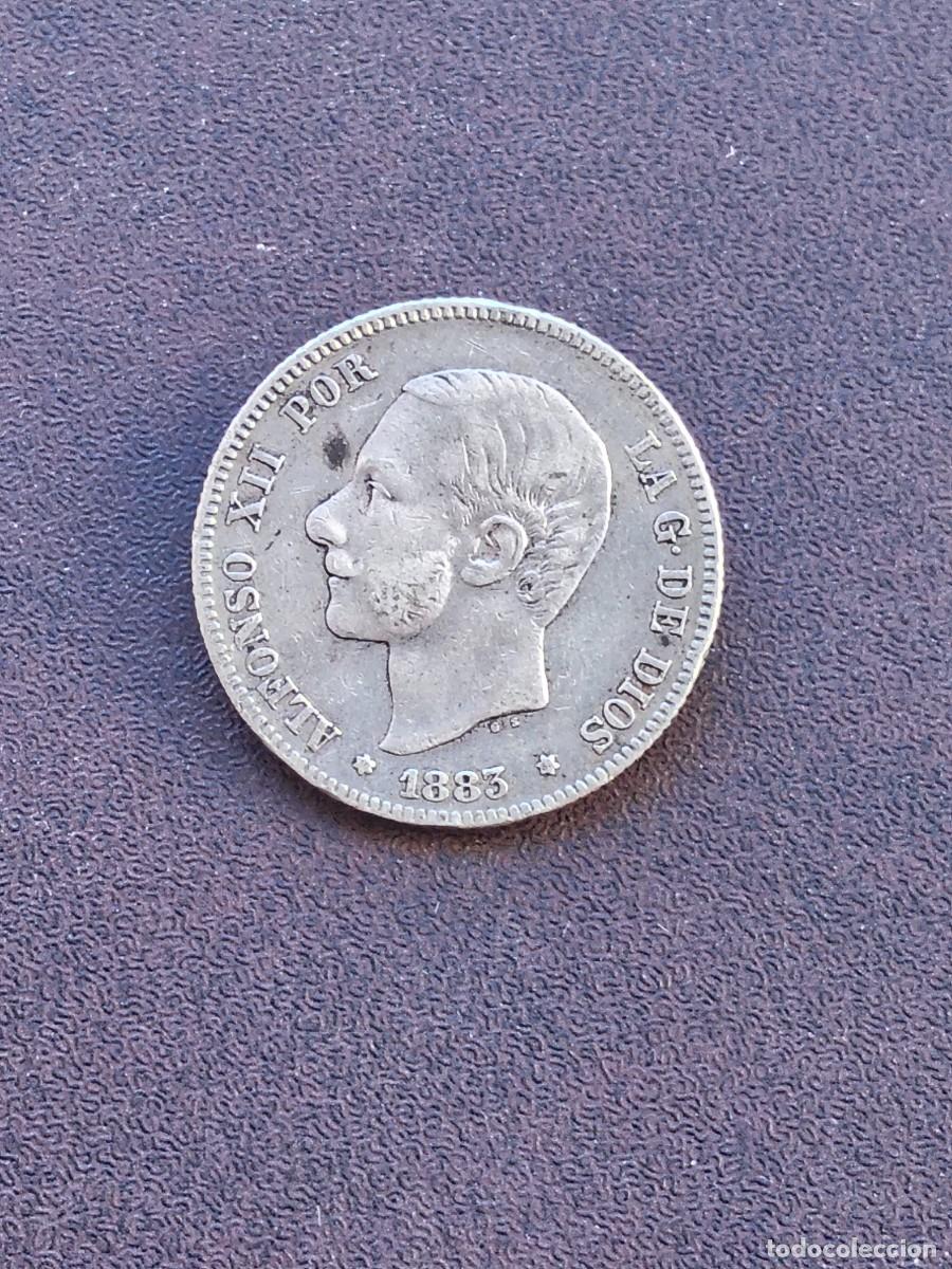 Monedas de Espa&ntilde;a: MONEDA DE 2 PESETAS DE ALFONSO XII DEL A&Ntilde;O 1883*----.MS M..DE PLATA.3