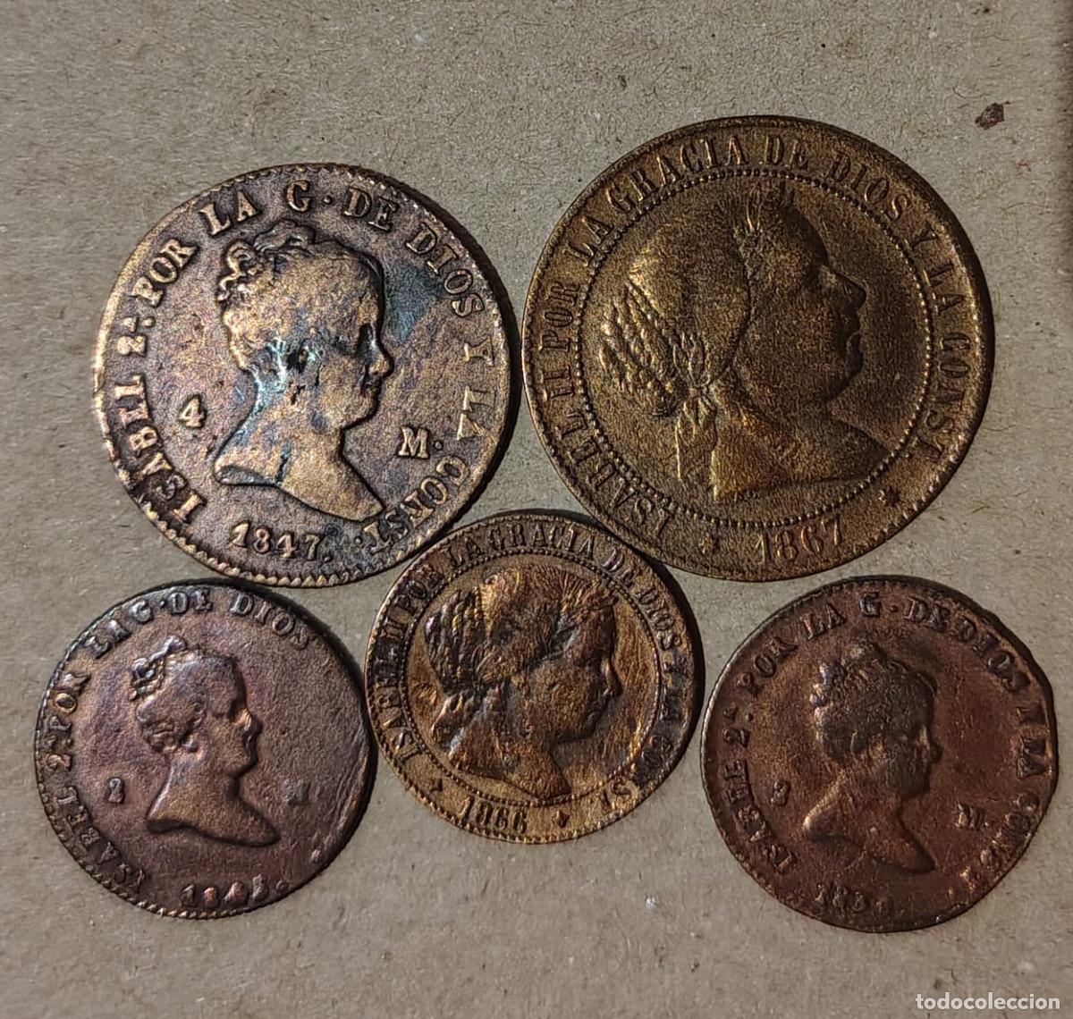 Monedas de Espa&ntilde;a: XS- ISABEL II Lote x5 monedas 1845-1867