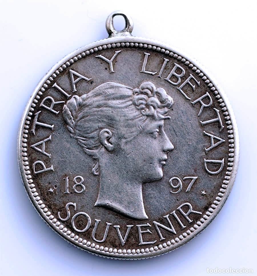 Monedas de Espa&ntilde;a: SC-Guerra de Kub. Peso Souvenir 1897 . Plata 22,14 g. Rara y Escasa