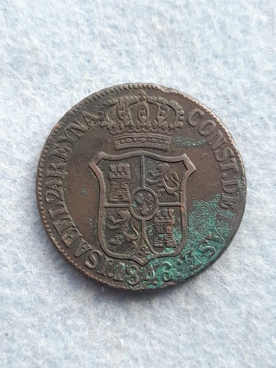 Monedas de Espa&ntilde;a: Isabel II. 6 Cuartos. A&ntilde;o 1846. Catalu&ntilde;a. - Foto 2