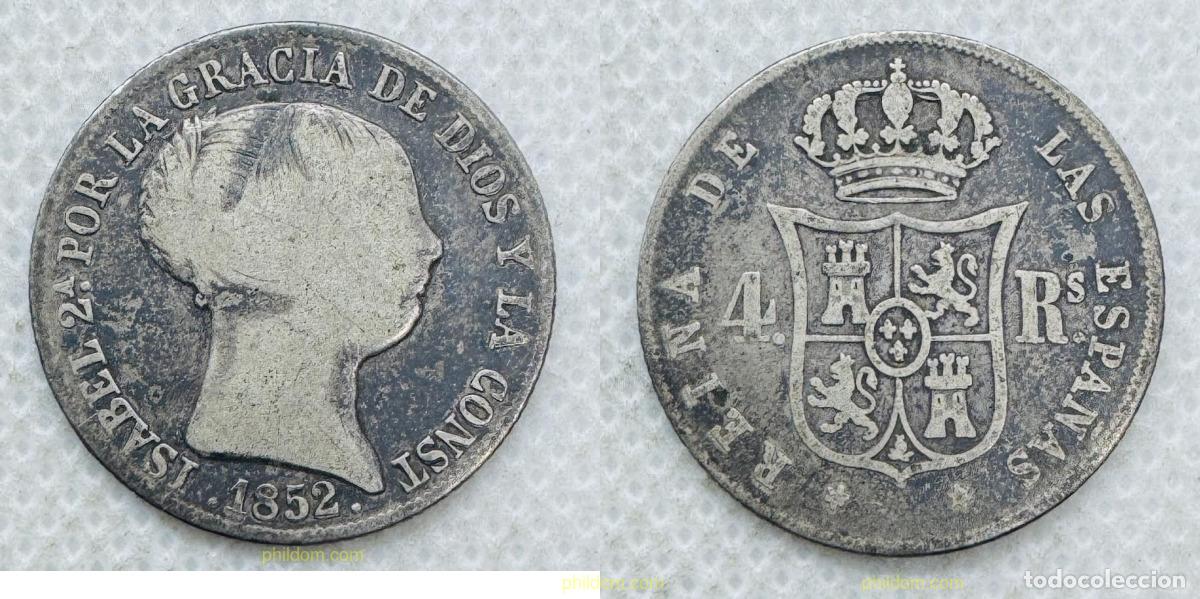 Monedas de Espa&ntilde;a: 5384 ESPA&Ntilde;A 1852 ISABEL II 1861 4 REALES MADRID